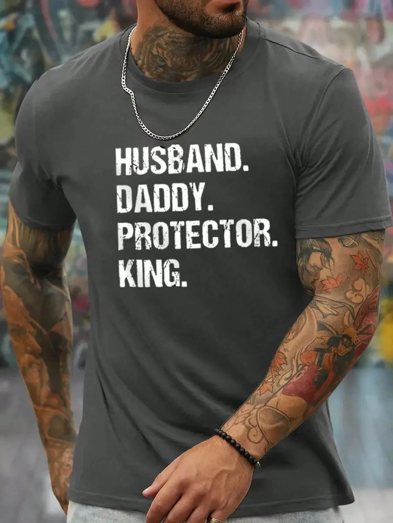 Husband Daddy Men Cotton T-shirt Luxury Brand Fashion Big Size Rap Top Casual Short Sleeve Streetwear Classic New Arrival Tee