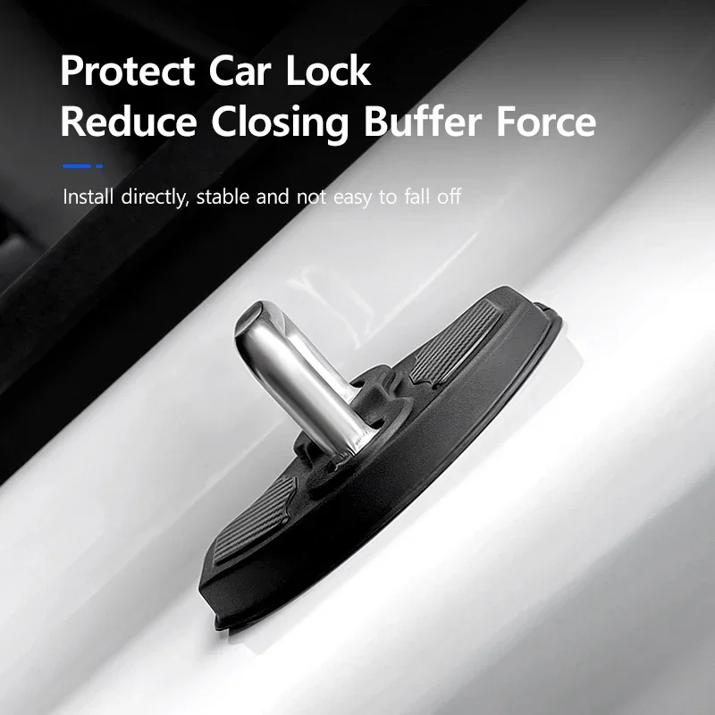 NovaAcc Door Lock Latch Covers for Tesla Model Y Model 3 2017-2027 Carbon Fiber Pattern Door Striker Guards Protective Trim