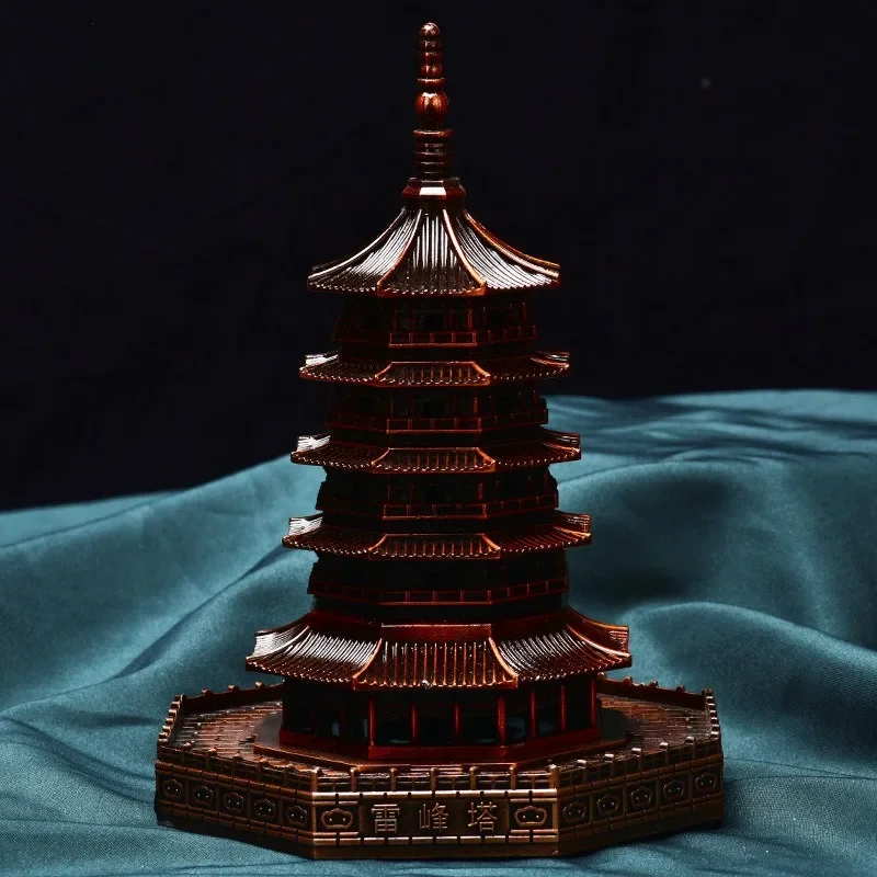 

Lei Feng Pagoda Chinese Ancient Architecture Zinc Alloy Metal Model Iron Tower Model Broken Bridge Features