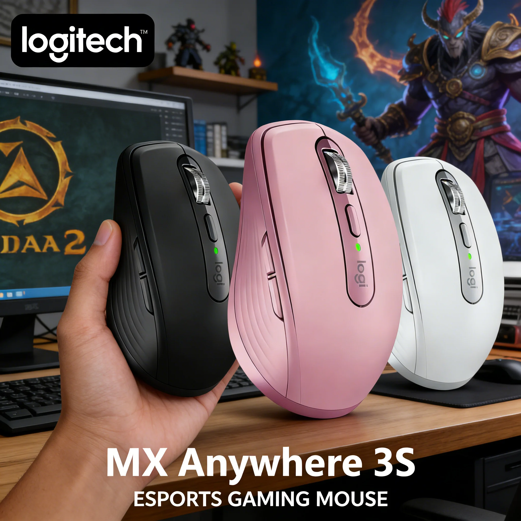 

Logitech MX Anywhere 3S Wireless Mouse - 8000 DPI Darkfield Tracking MagSpeed Scroll Silent Clicks USB-C Fast Charging