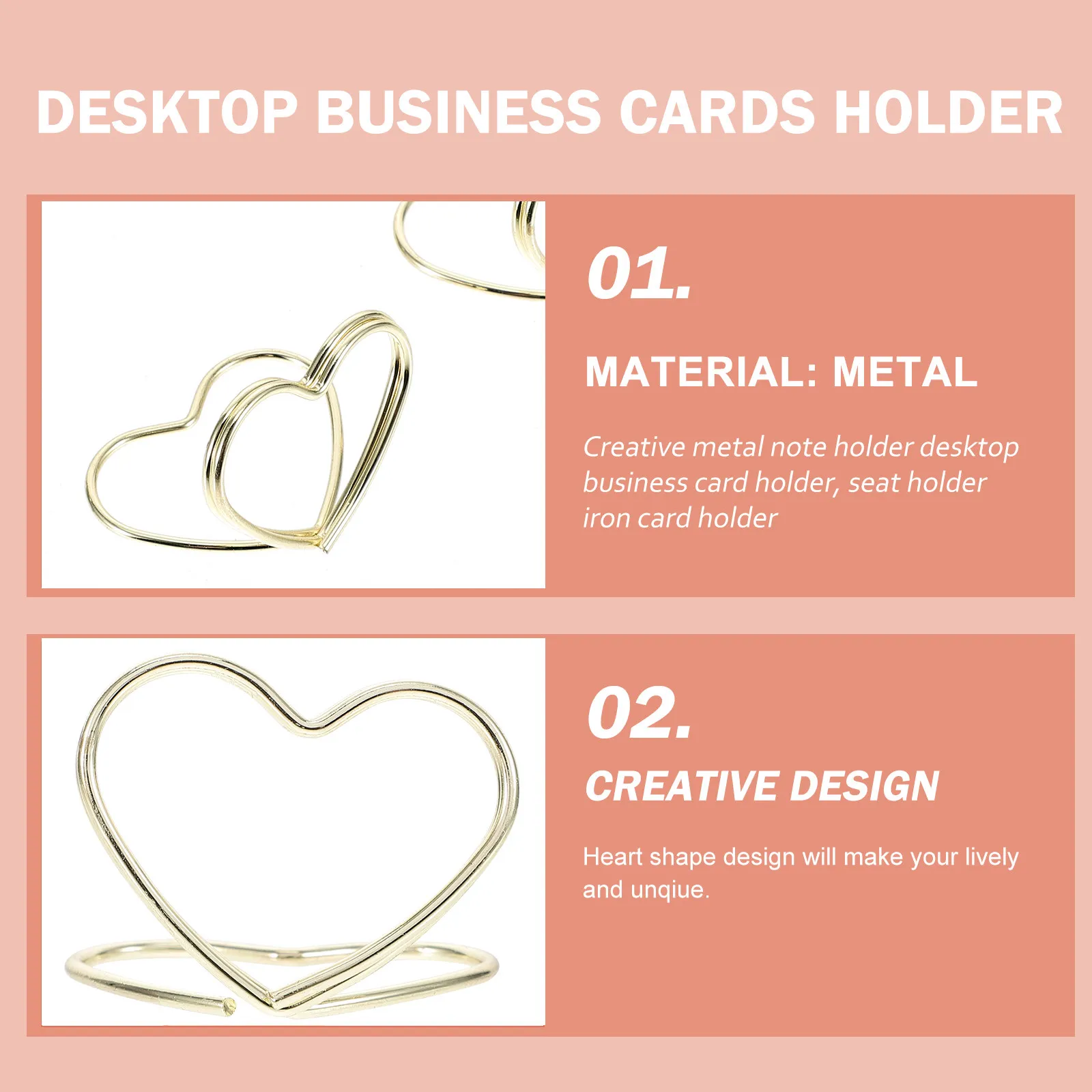 12Pcs Double Layer Heart Shape Memo Photo Holder Note Clips Metal Placecard Stand for Wedding Banquet Decor Note Clip
