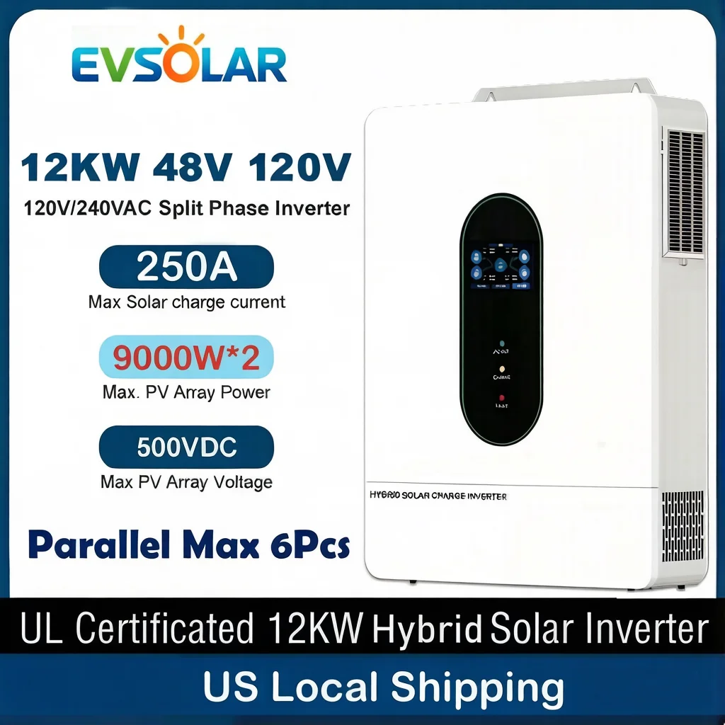 UL 12KW Split Phase Solar Inverter 48V 110V 120V Hybrid Solar Inverter 250A MPPT Paralleled With WiFi Solar Controller Inversore