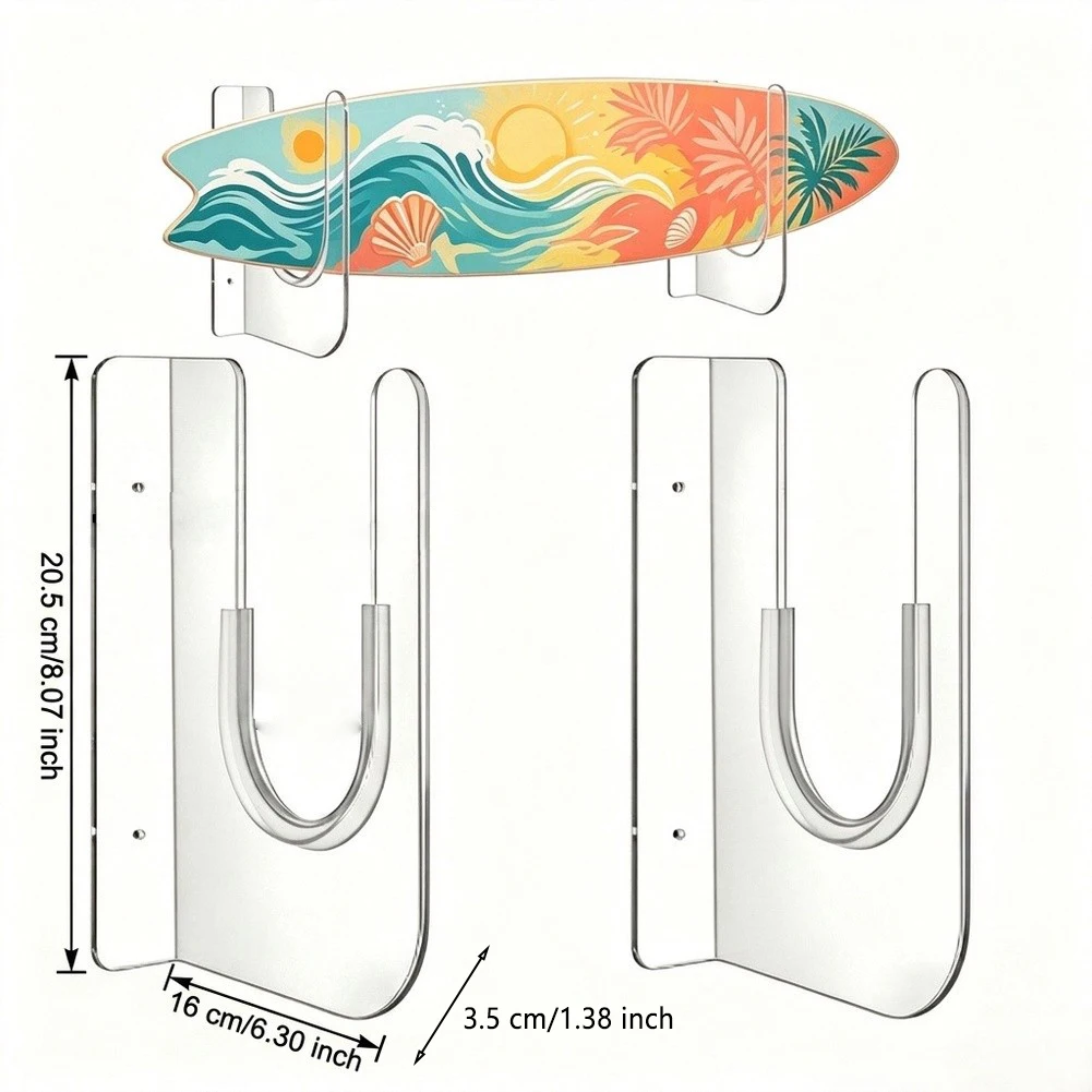 Transparent Wall Mount Holder Invisible Rack For Surf Board Skateboard Snowboard Storage Display Home Decor