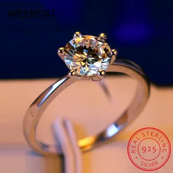 Moissanite D Color 0.5ct 1ct 2ct Round Cut S925 Sterling Silver Solitaire Wedding Engagement Ring for Women Bague anillos Prata
