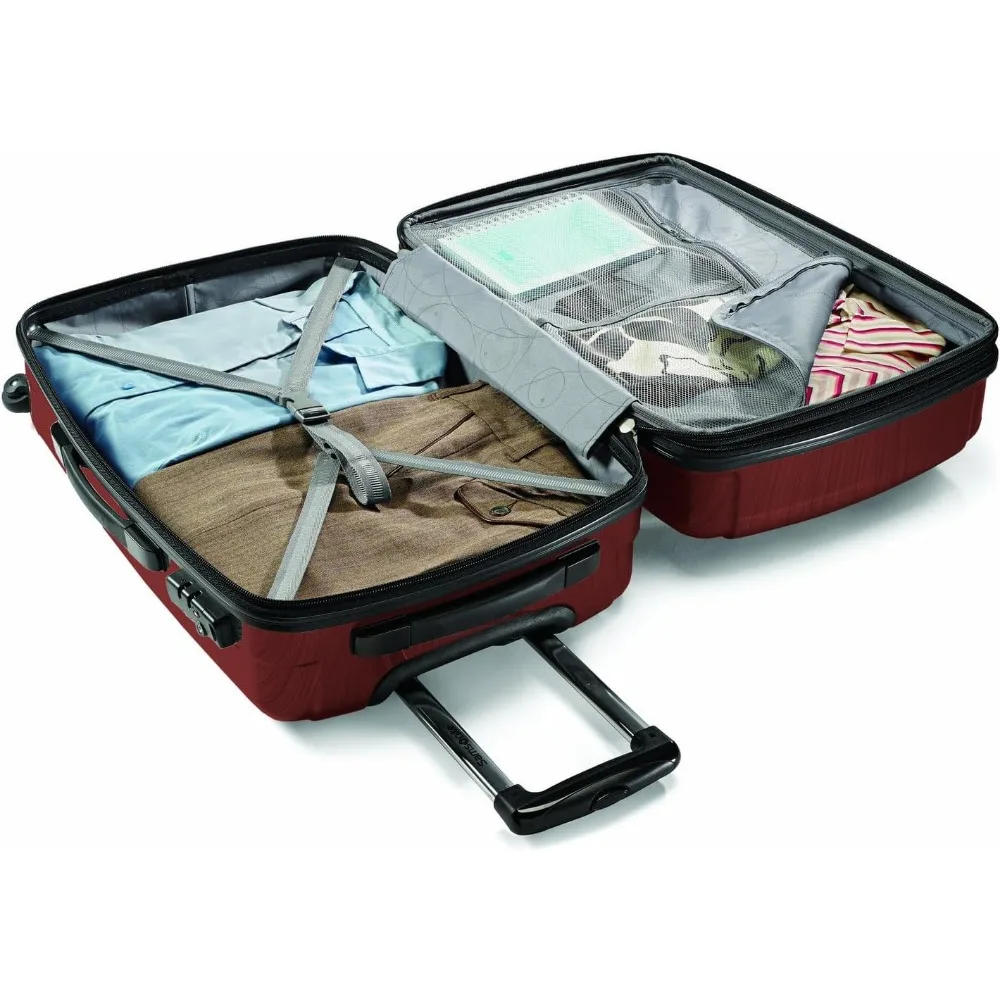 Medium Burgundy Expandable Spinner Luggage with Hardside, 24-Inch, Ideal for Travel and Checked Luggage