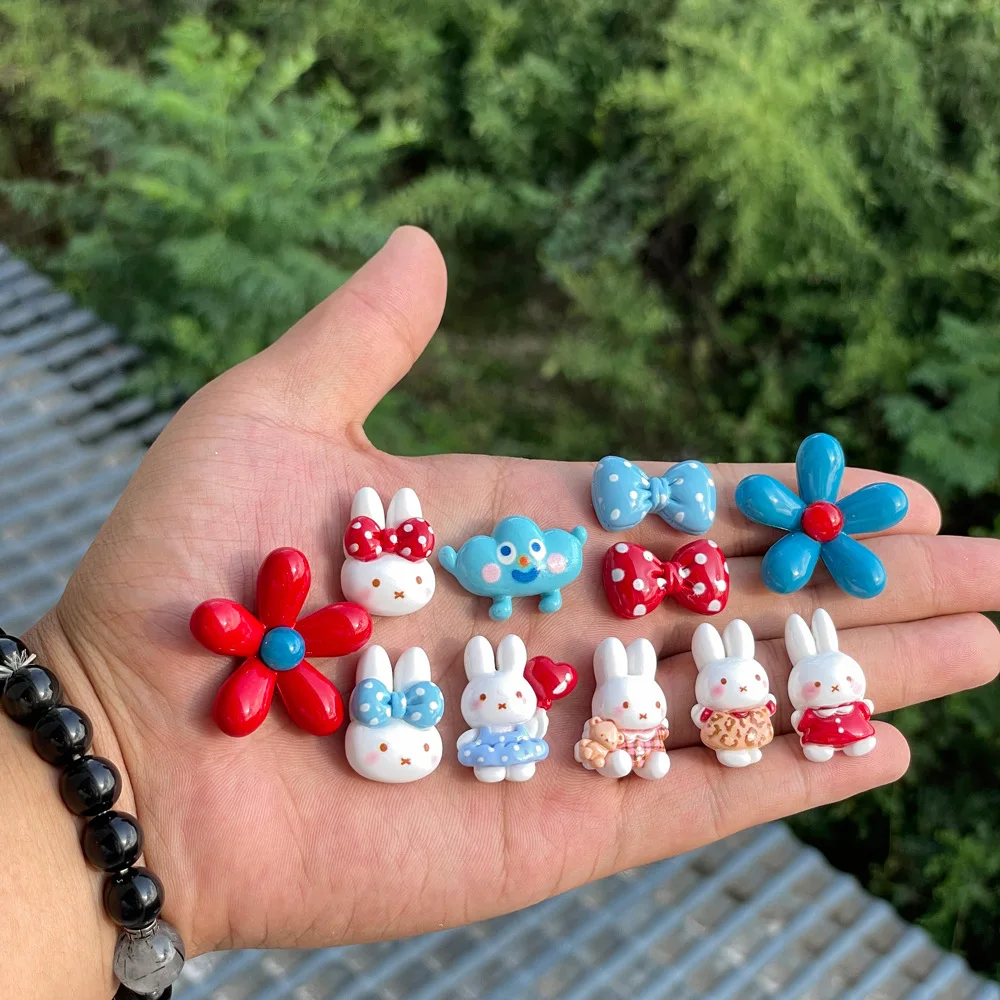 10/20/40pcs Miffy Kawaii Cartoon Resin Accessories DIY Phone Cases Holes Shoe Buckles Hair Accessories Decorative Materials Toy