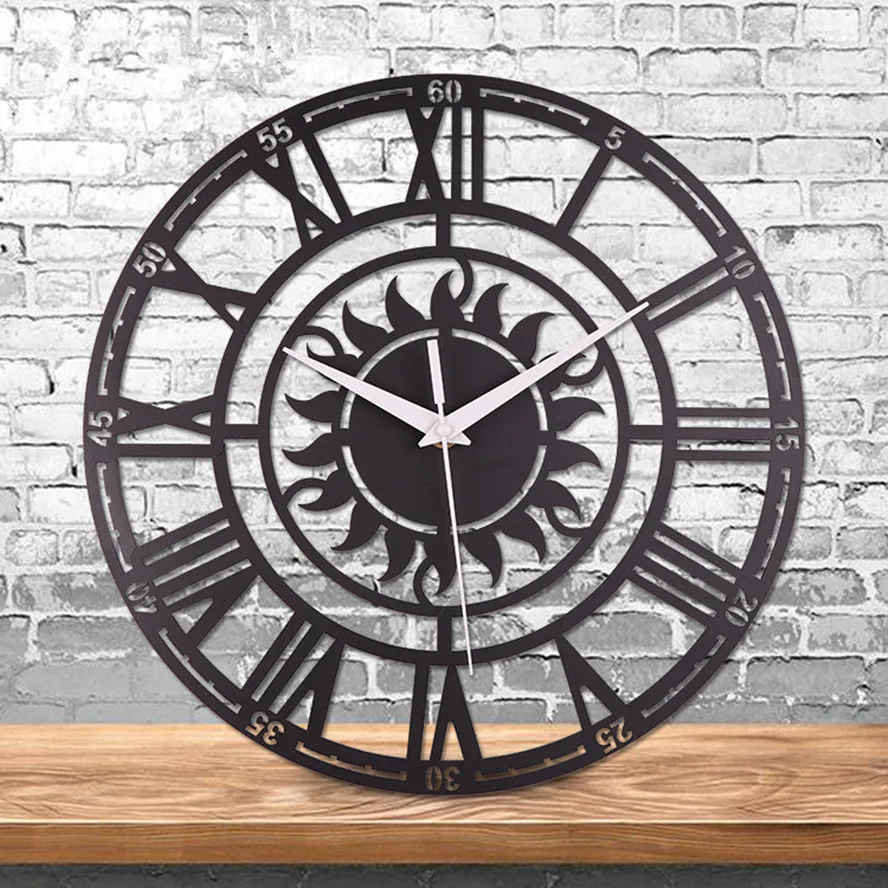 

European Style Circular Acrylic Wall Clock, Creative Living Room Decoration, Sun Roman, Three-Dimensional Digital Wall Clock