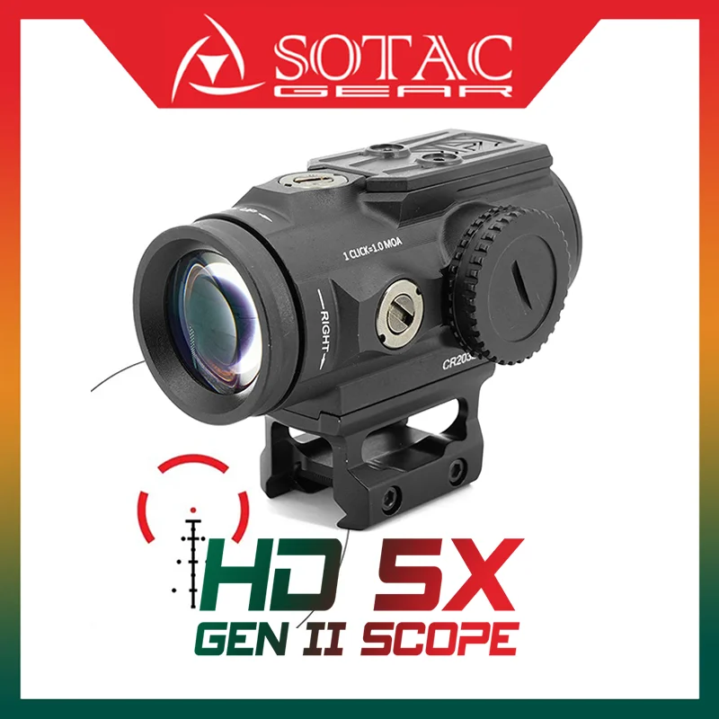 

Sotac Gear Tactical HD GEN II 5X PRISM SCOPE 5.56 AR-BDC4 Reticle Fully Multi-coated FMC LENS for Airsoft with Full Masrkings