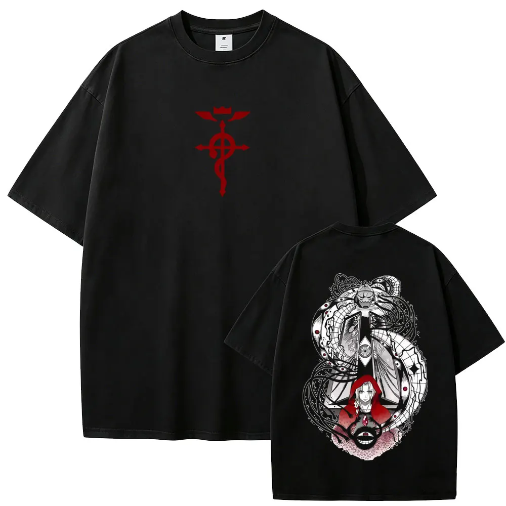 Japanese Anime Fullmetal Alchemist Edward Elric and Alphonse Elric Merch T-shirt Summer Men Women Manga Casual Oversized T Shirt