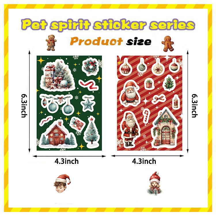 32 ورقة لغز الكرتون زينة عيد الميلاد ثلج حزب الوجه ملصقات الحرف اليدوية للماء لعب الأطفال ملصقات PVC #3