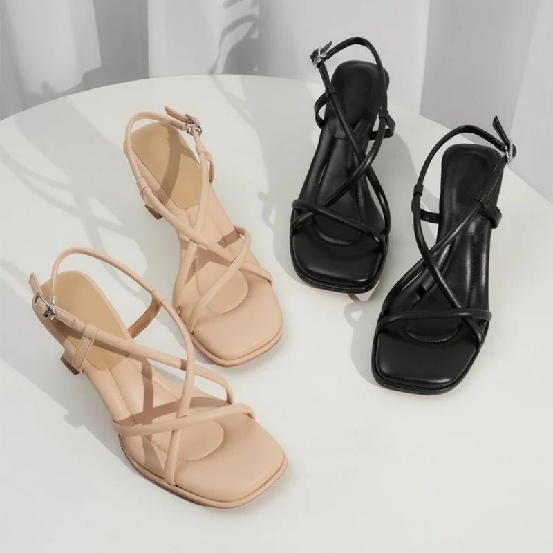 *Fashionable and Hot Selling Sexy Banquet High-heeled Sandals for Women Summer New Square Comfortable and Elegant Casual Sandals view 6