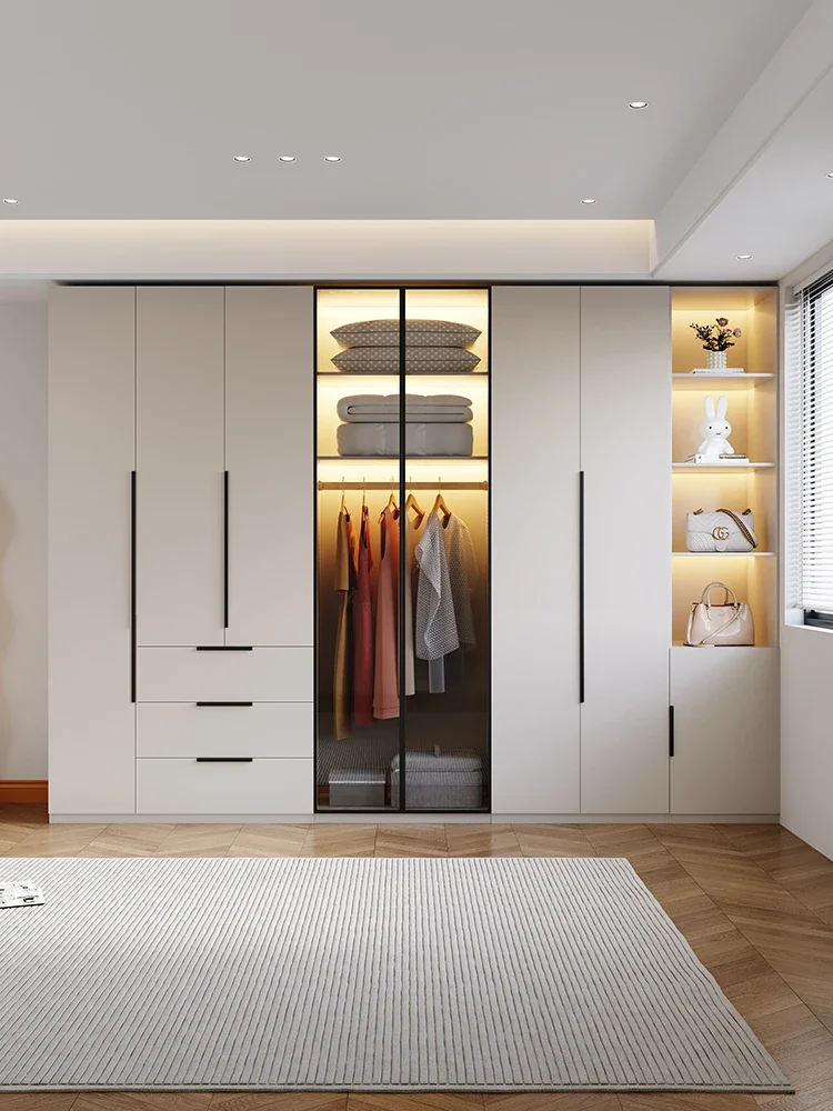 True European pine board, one door to the top, 60CM combination wardrobe, light luxury, modern and simple home wardrobe