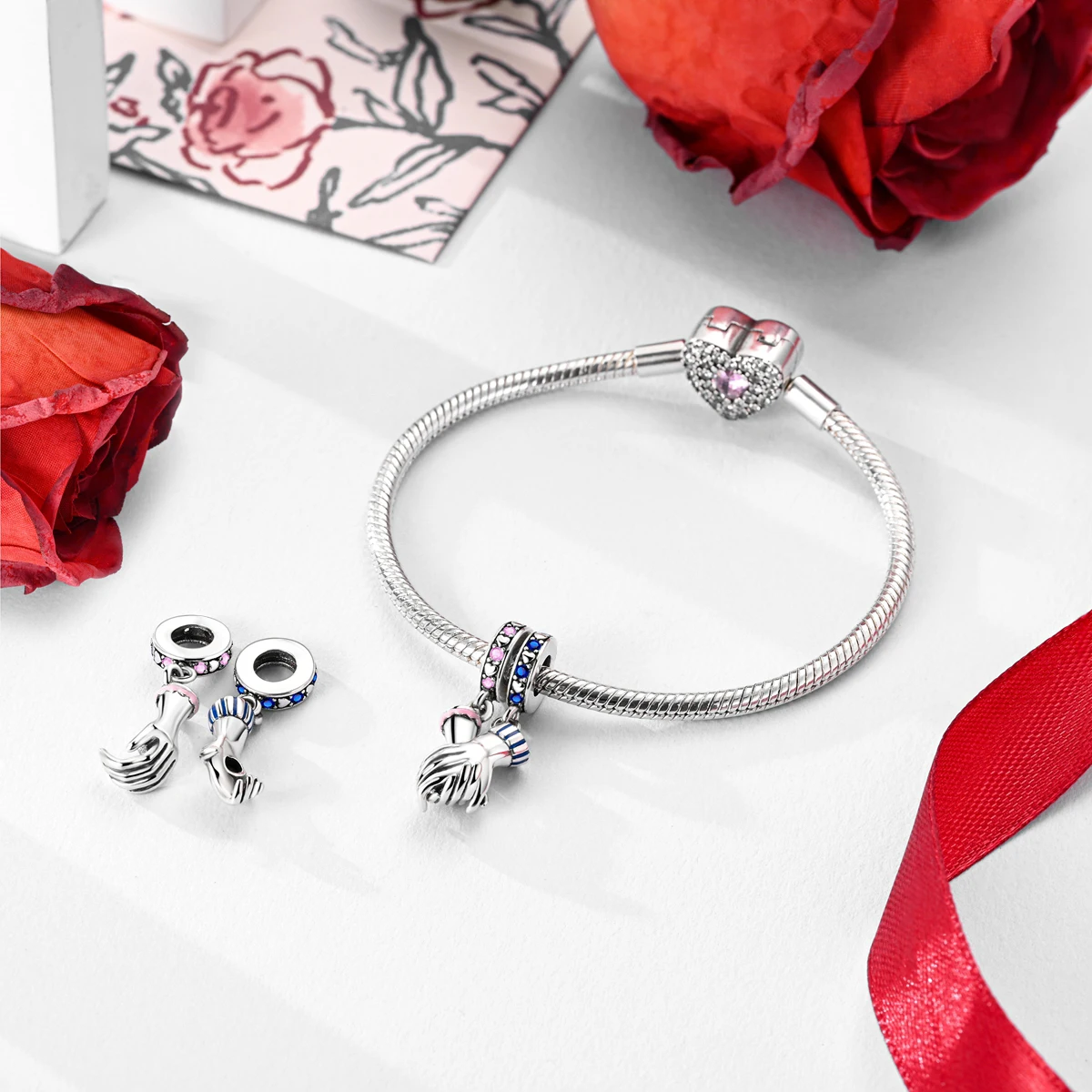 925 Silver Plated Fashion Charms For Beads Bracelet DIY Star Rose Frog Pendants Woman Jewelry
