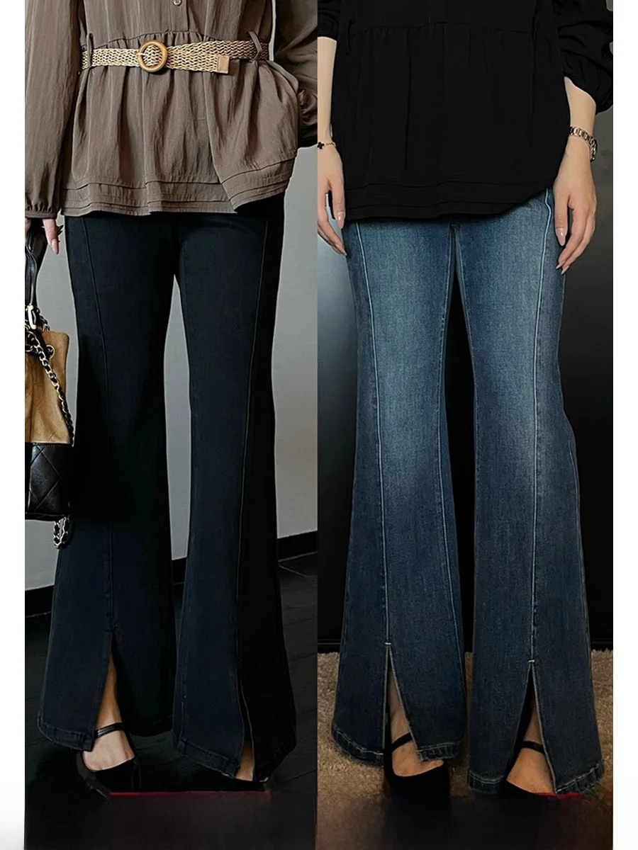 

Женские джинсы с высокой талией из эластичного денима, весенние, больших размеров, утягивающие, с эффектом подтяжки бедер, длинные брюки Cleanfit, эластичные в четырех направлениях