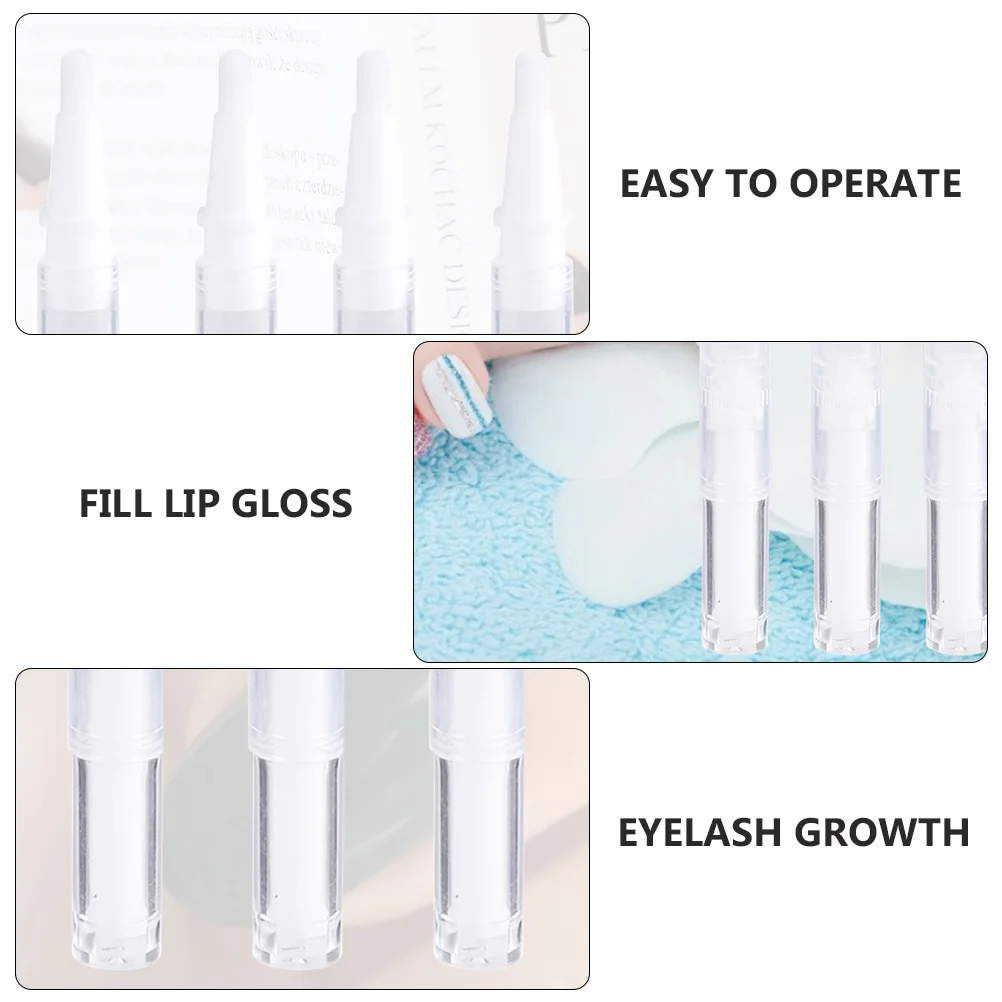 

6Pcs Empty Pen Tubes Eyelash Growth Liquid Plastic Brush Tip Container Nail Polish Lip Gloss Manicure Travel Applicator