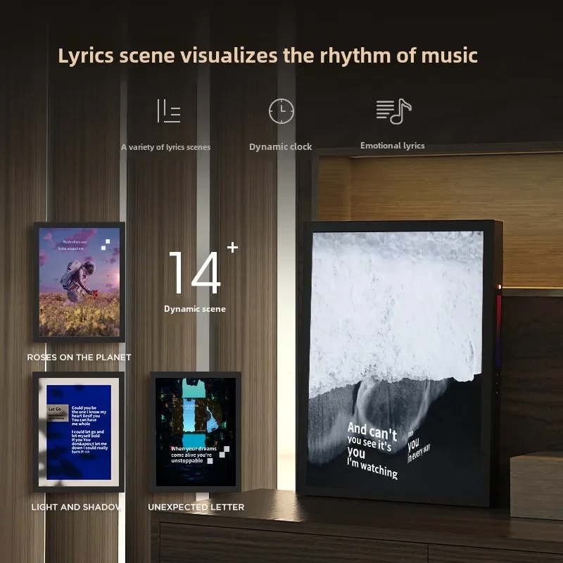 

T2 mural lyrics speaker floating subtitles wall hanging bluetooth oil painting audio home gift