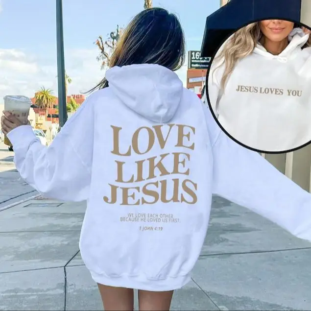 

Love Like Jesus Inspirational Christian Hoodie Faith Based Religious Hoodies Christian Apparel Bible Verse Jesus Sweatshirt Top