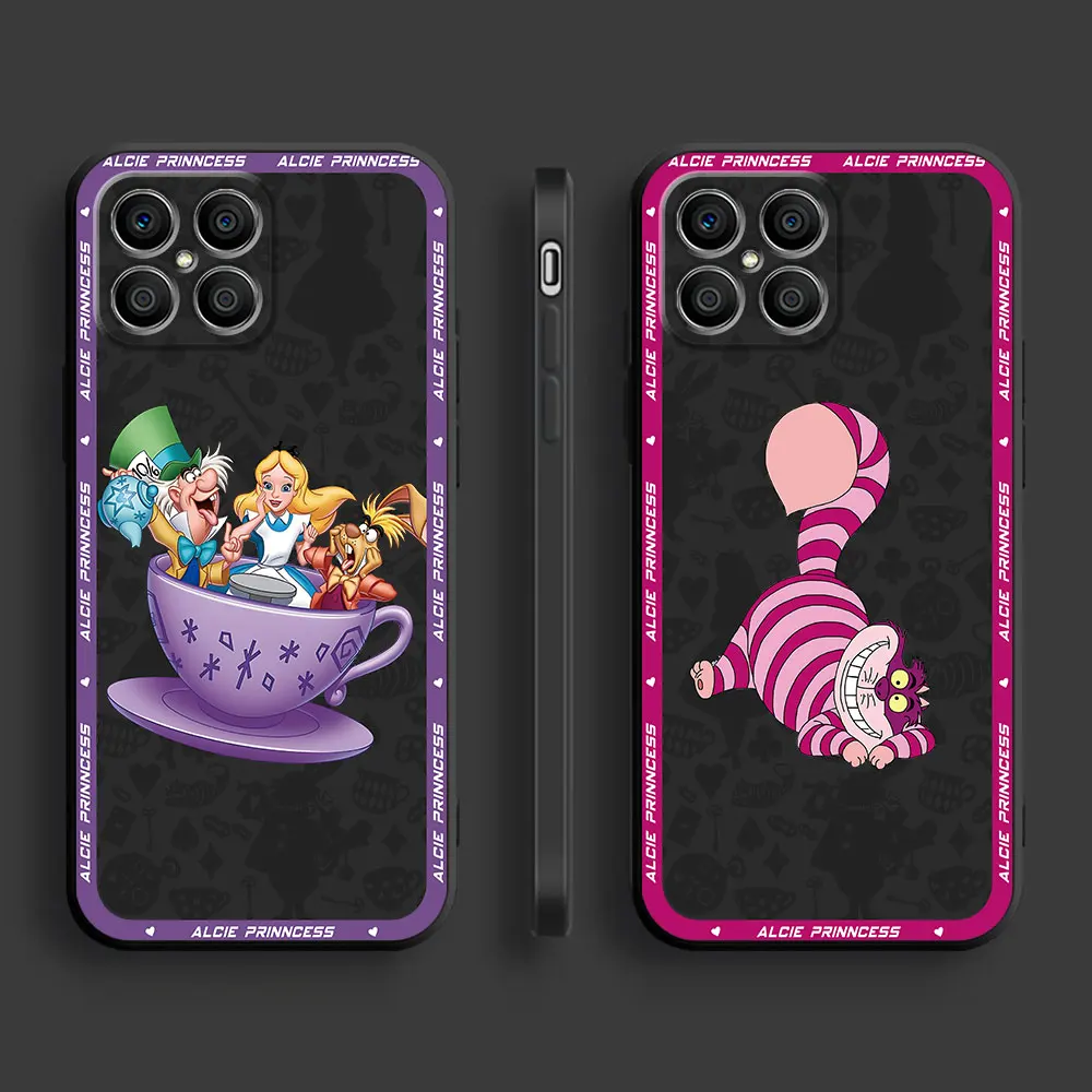 Disney Alice in Wonderland Cute Cover Black Soft Matte Case for Honor X6 8X X8 70 Magic5 Lite X7 X6a 90 Pro X8a X9a Magic5