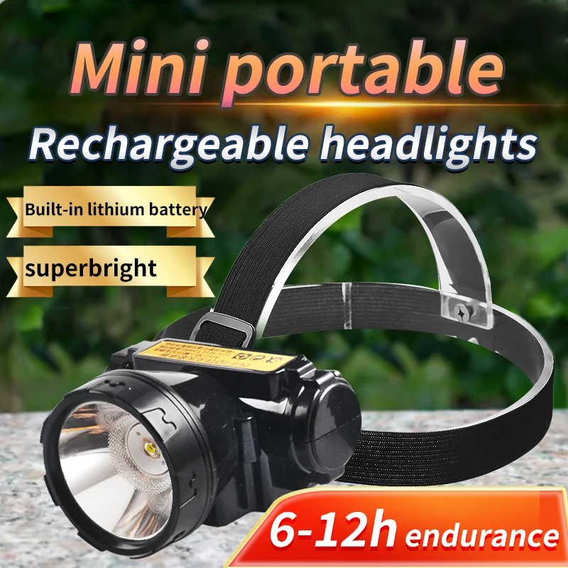 LED strong Head light Mini USB rechargeable flashlight Headlight Portable camping searchlight