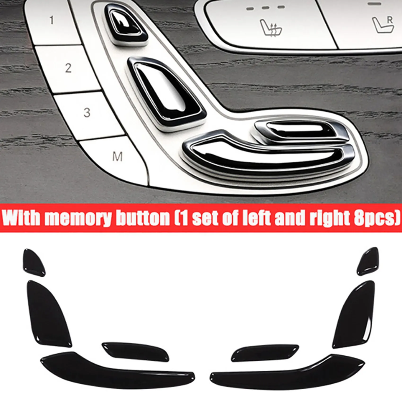 16PCS Black Auto Car Door Seat Adjust Button Switch Cover Sticker Trim for Mercedes Benz E C GLC Class W213 W205 X253