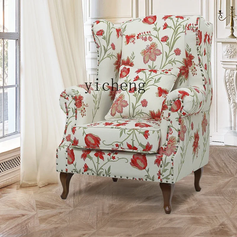 

YZ American tiger chair fabric balcony casual single sofa chair living room Nordic style single chair
