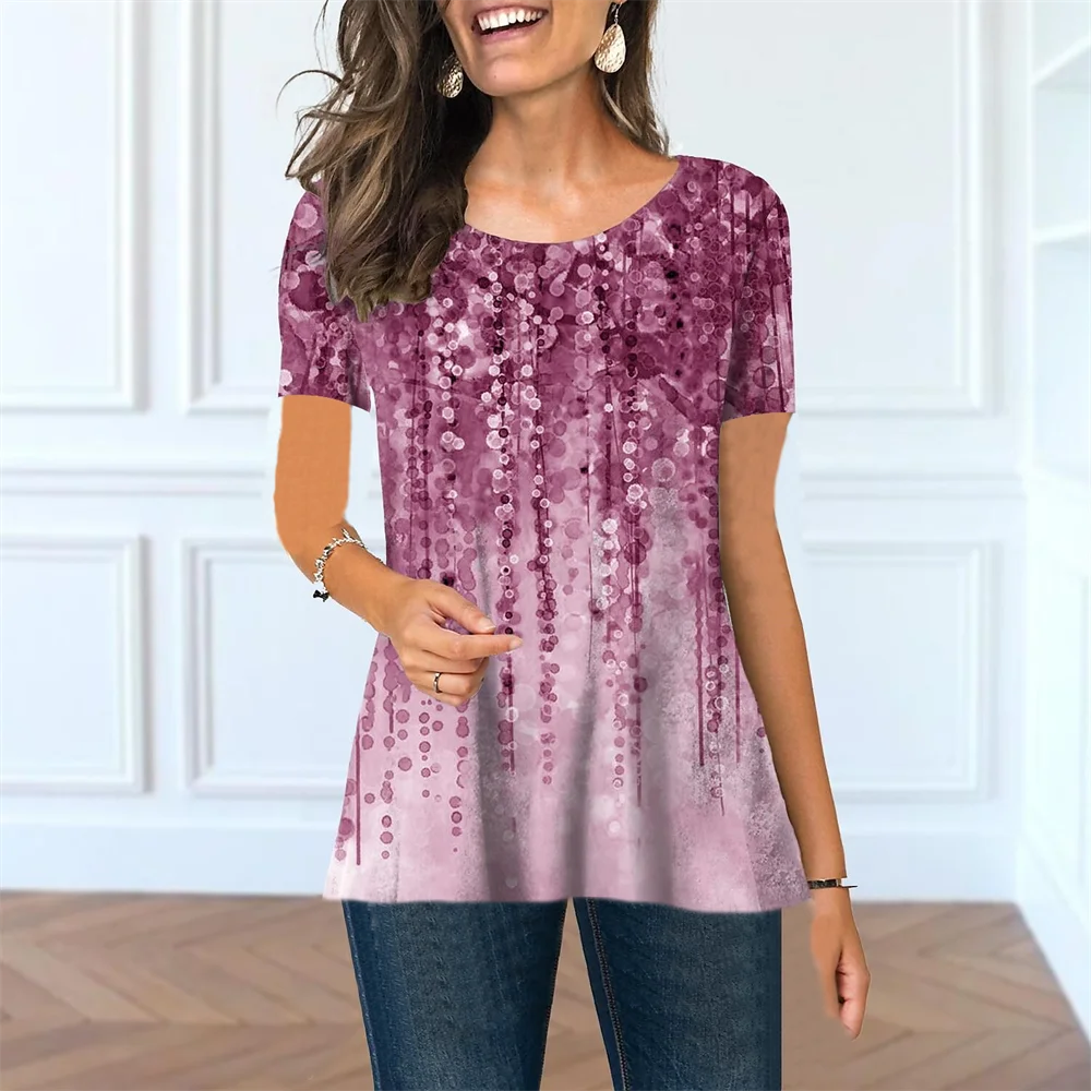 Summer 3d Blumen Women\'s Short-sleeve Digital Printed T-shirt Casual Loose Top Tee Shirt Clothing New Fashion Frauen T Shirt 6XL