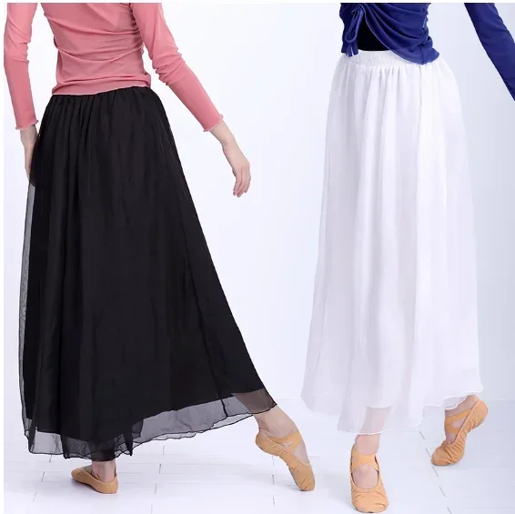 Pantaloni a gamba larga da ballo per donna pantaloni da allenamento per balletto pantaloni classici da Jogging per adulti pantaloni lunghi larghi in Chiffon Harem