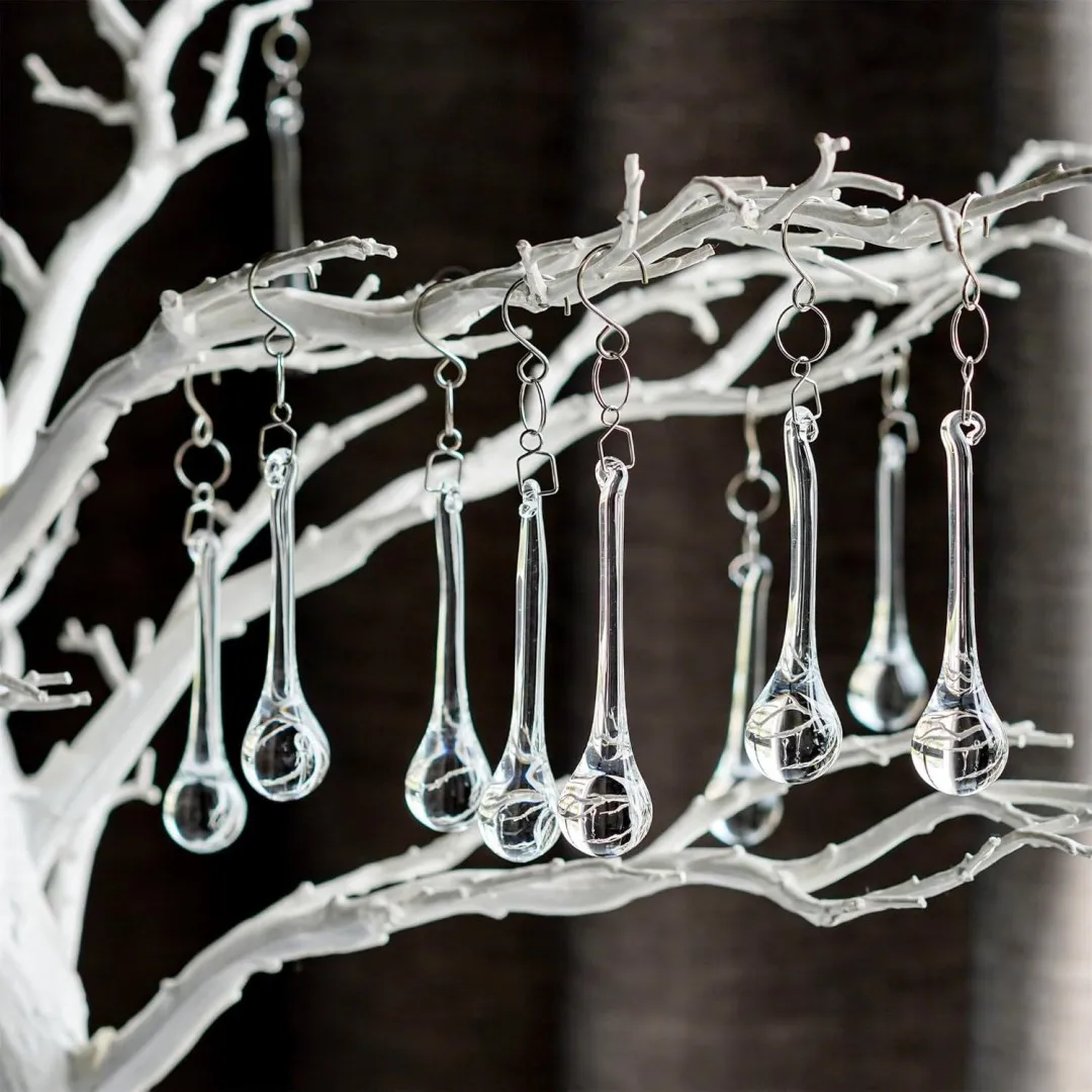 

Camal 50Pcs Clear Crystal Raindrop Chandelier Prisms 80mm/3.2-inch Pendants Lamp Lighting Parts for Hanging Party & Home Decor