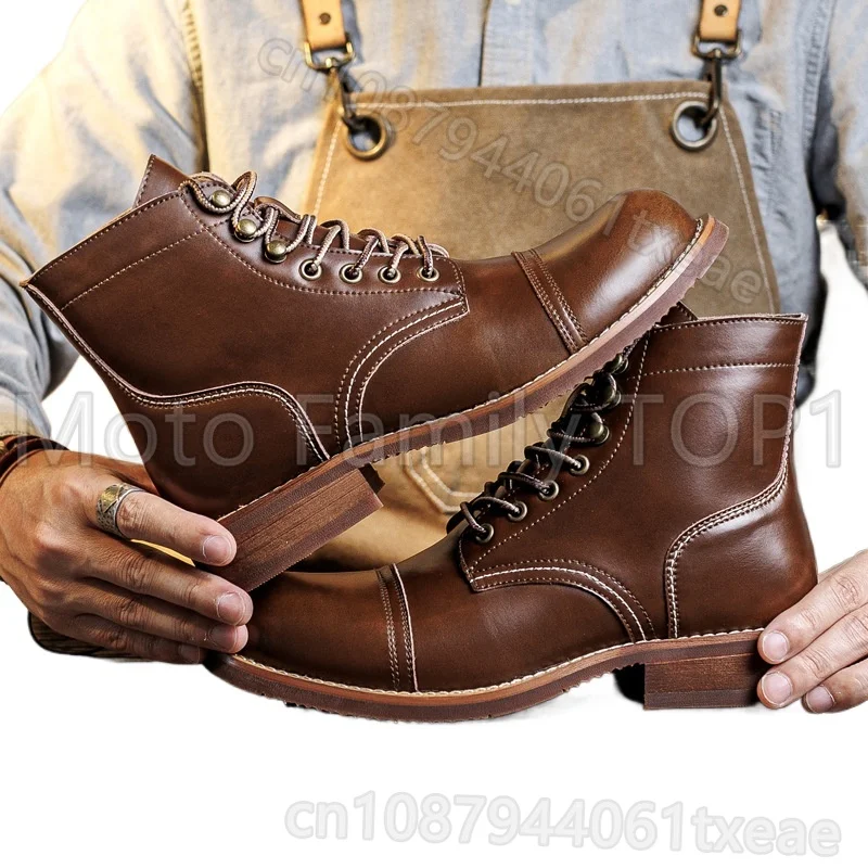 

Анти-бархатные кожаные ботинки в стиле ретро, мужские короткие ботинки, ботинки десантника из воловьей кожи, мотоциклетные ботинки для мотокросса