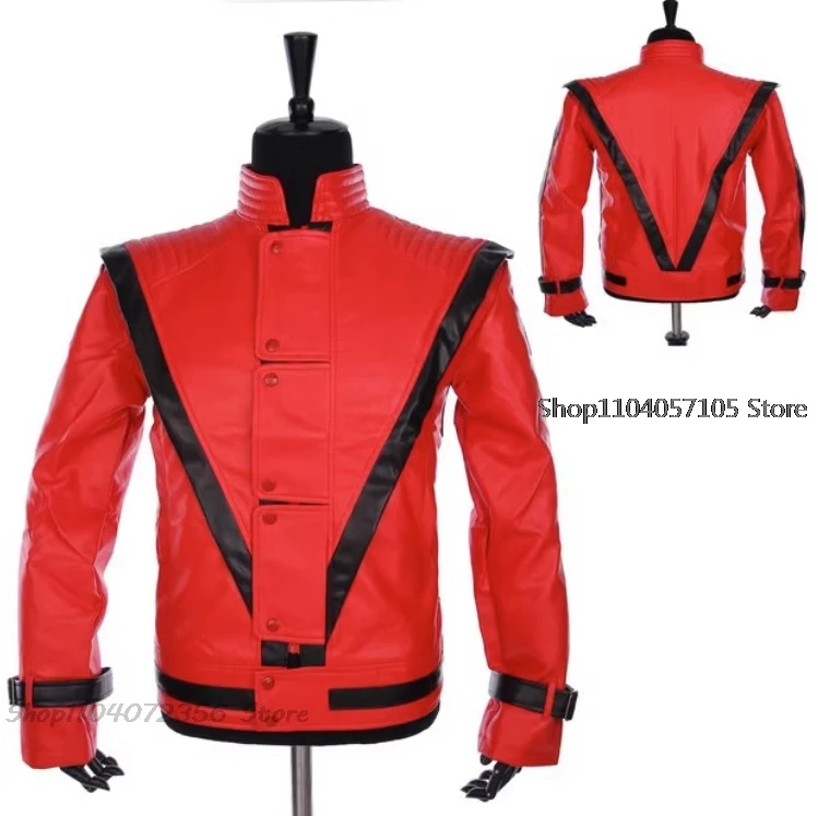 

Concert Costumes, Role-Playing Costumes, Red And Black Leather Jackets, Fashionable Gift Gloves