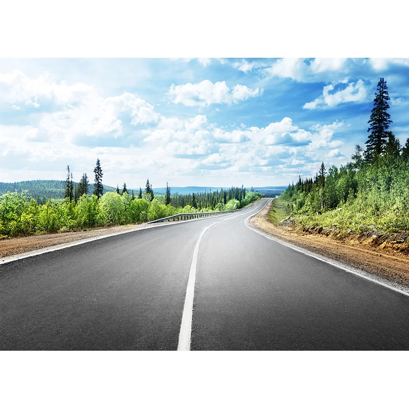 Highway Natural Scenery Photography Background Travel Landscape Vinyl Photo Backdrops Studio Props 2162 TKGL-06