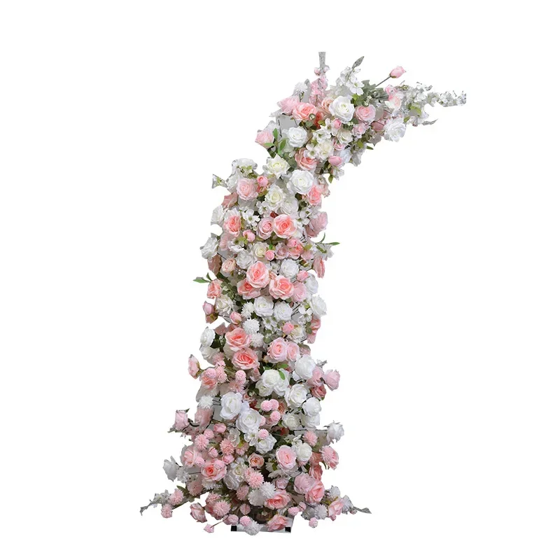 

New Bull Horn Frame Simulated Flower Art Wedding Background Decoration Artificial Flower Church