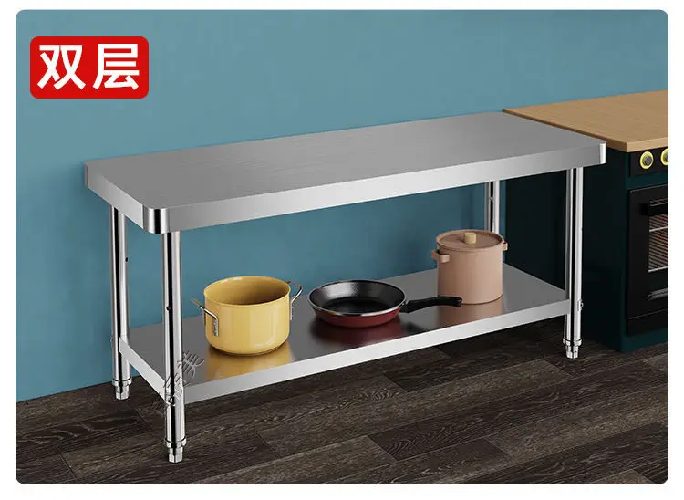 Picture 4: Stainless steel worktable extra thick commercial rounded corner operation table kitchen chopping board vegetable cutting table