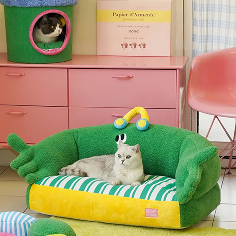 

Hiding House Cheap Lounger Interior Cat Bed Warm Cushion Stuff Cat House Soft Portable Lits Pour Chat Cats Accessories Pets