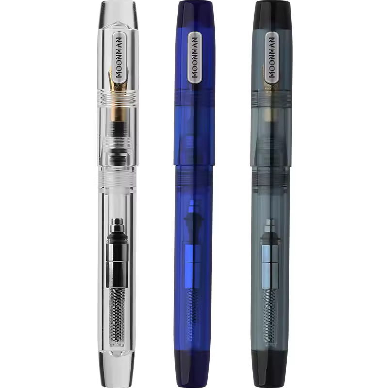 MAJOHN C3 – stylo-plume Transparent en résine, compte-gouttes, pointe de 0.38mm/0.5mm, convertisseur d'iridium lisse, grande capacité, ensemble d'écriture, papeterie
