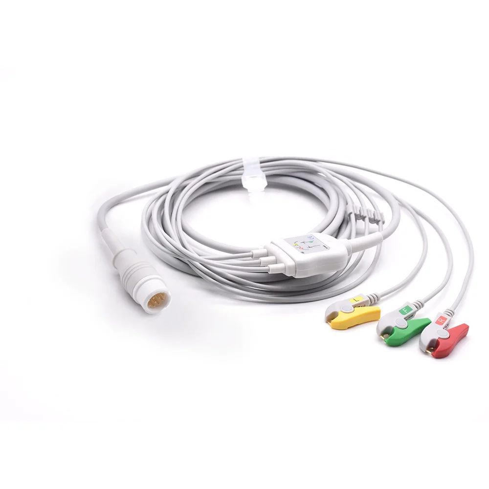 Compatible ECG Cable 989803143171, 12 Pin 3 Lead Direct Connect with Grabber End