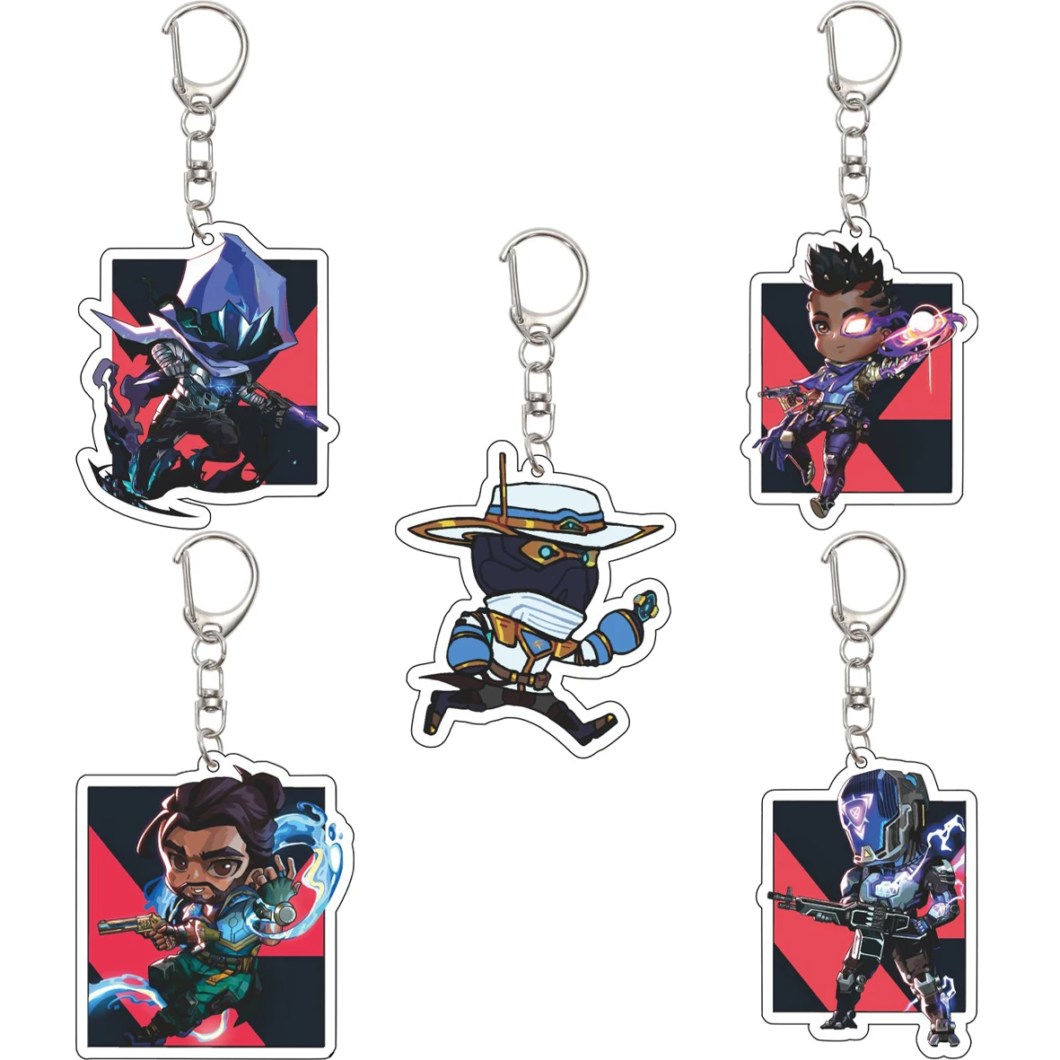 55MM Anime VALORANT Figure Jett Reyna Chamber Clove Neon Sova Sage Omen Killjoy Fade Acrylic Keychain Chrismas Cute Gifts