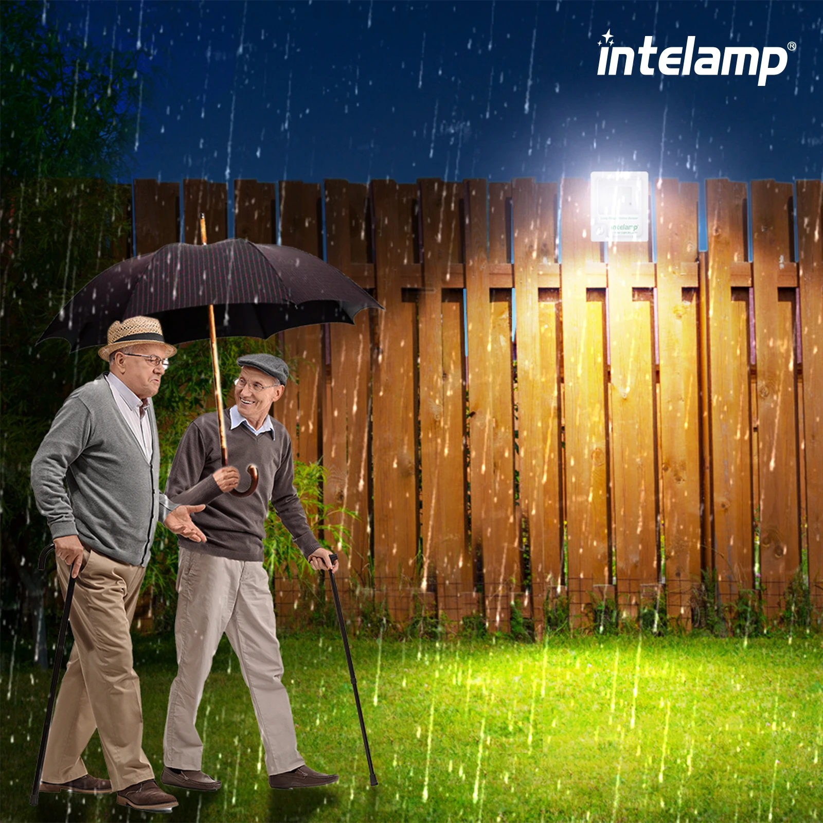intelamp 12000mah 3000LM Outdoor Solar Light With Larger Solar Panel Two Motion Sensors Floodlight High Brightness For Garden