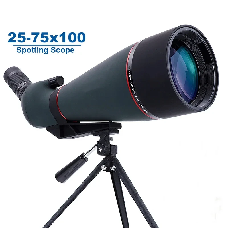 Variable Magnification 25-75x100 Bird Watching Telescope, Single Tube Low Light Night Vision Sight, Outdoor Telescope