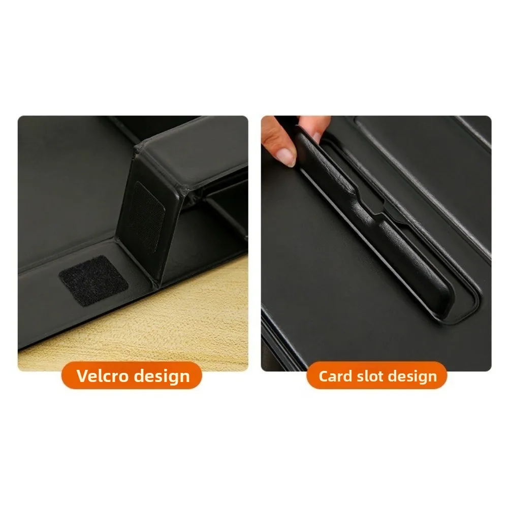 6-in-1 Function Foldable Laptop Stand Ultra-Thin Profile PU Leather Surface Laptop Desk Adjustable Portable Lap Tablet Holder