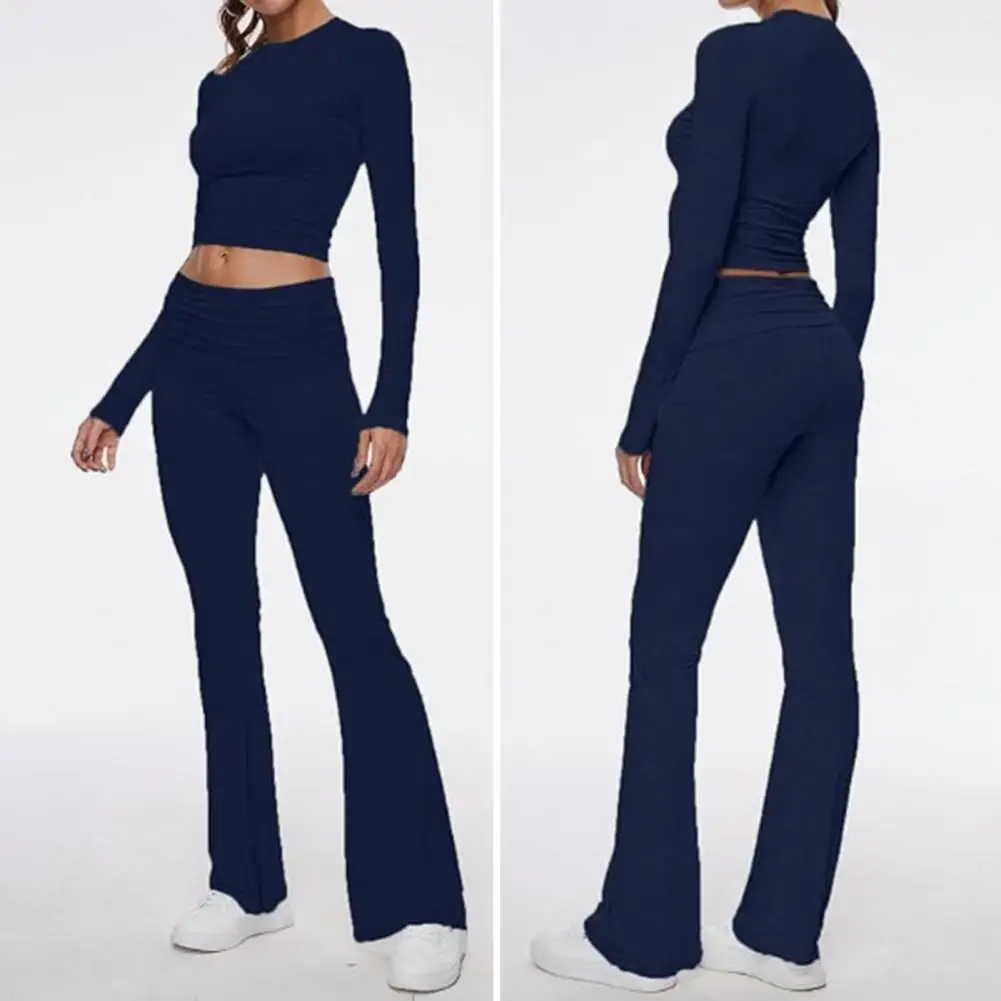 2 Pcs/Set Spring and summer casual solid color slim fashion short-sleeved trousers two-piece set