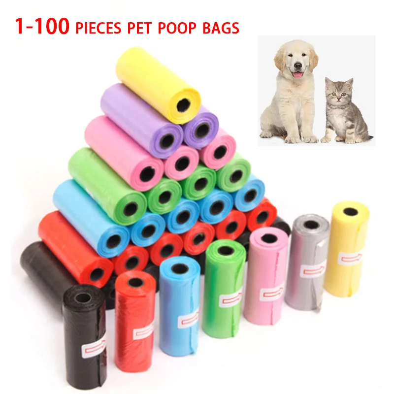 100Rolls Dogs Poop Bags Outdoor Home Eco Pet Waste Bag Cleaning WasteDisposable Trash Pouch Portable Cat Pooper Scooper Bag Roll