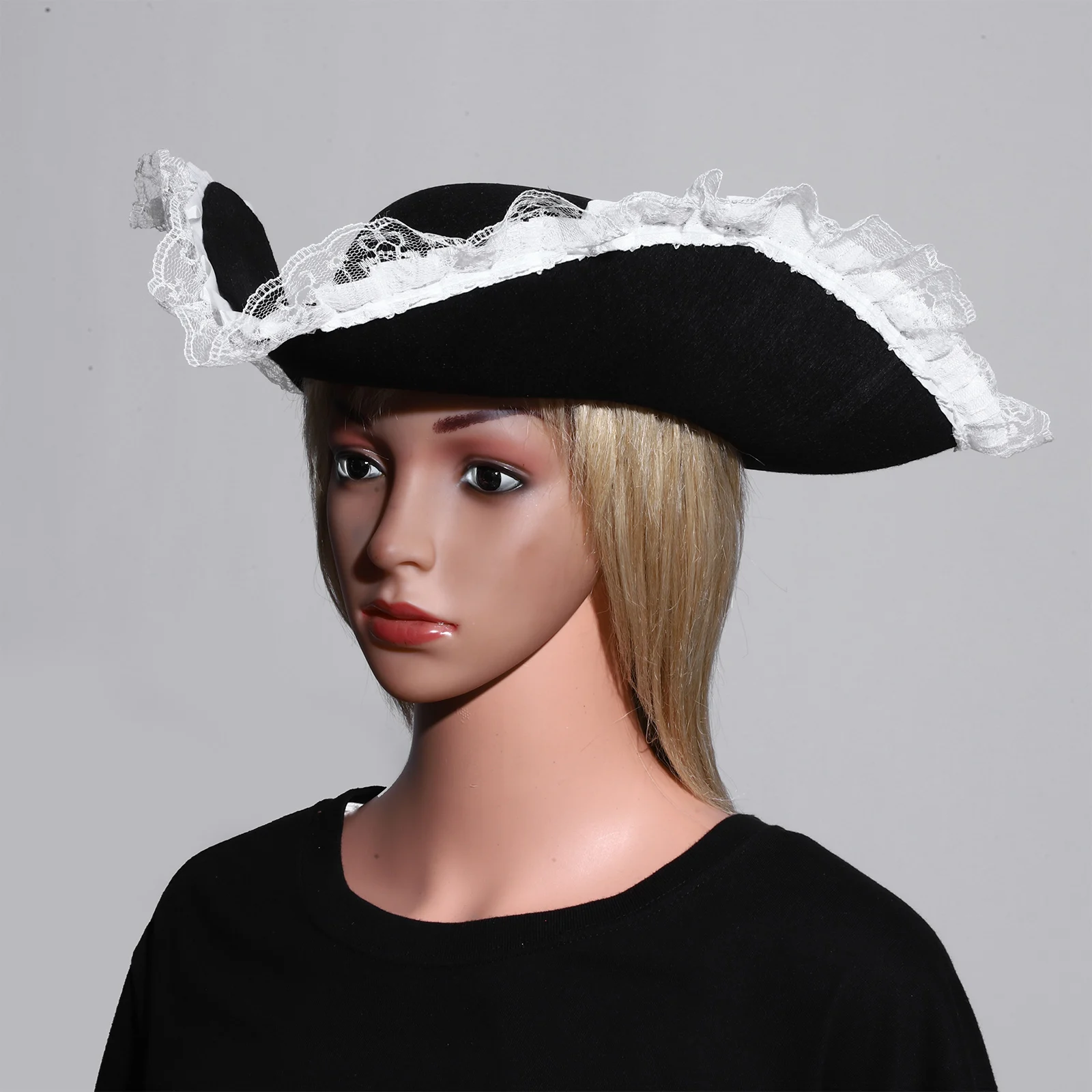 Adultos chico divertido gorro de encaje borde ala ancha disfraz de pirata sombrero mascarada Cosplay tocado accesorios Halloween Fiesta Temática tocado
