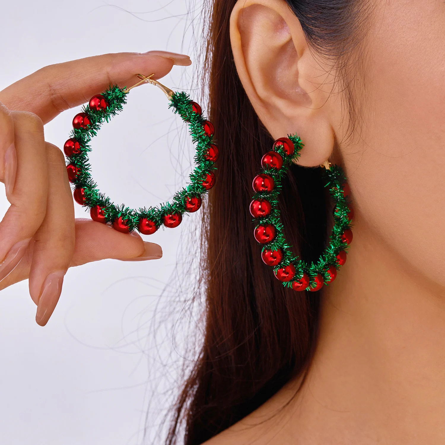 Kreative Grüne Farbe Weihnachten Girlande Bogen Glocke Anhänger Ohrringe für Frauen Mode Weihnachten Baum Ohrringe Neue Jahr Ohr Schmuck Geschenk – Detail 12