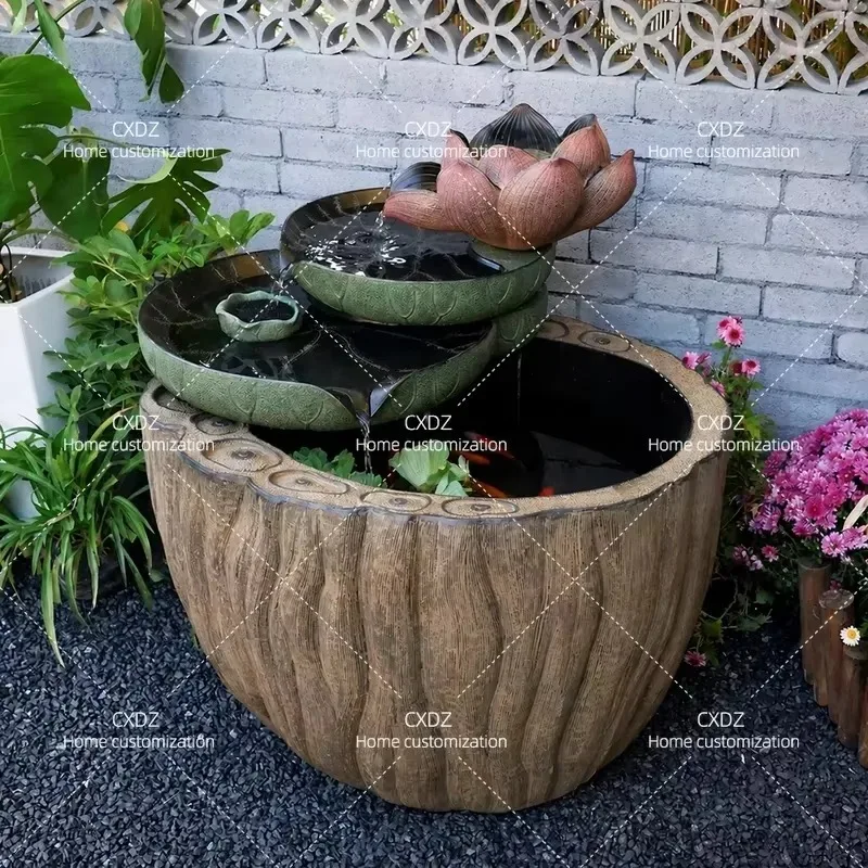 Indoor Water Feature Fish Pond Ornament Flowing Water Garden Landscaping Courtyard Circulating System Balcony Terrace Decor