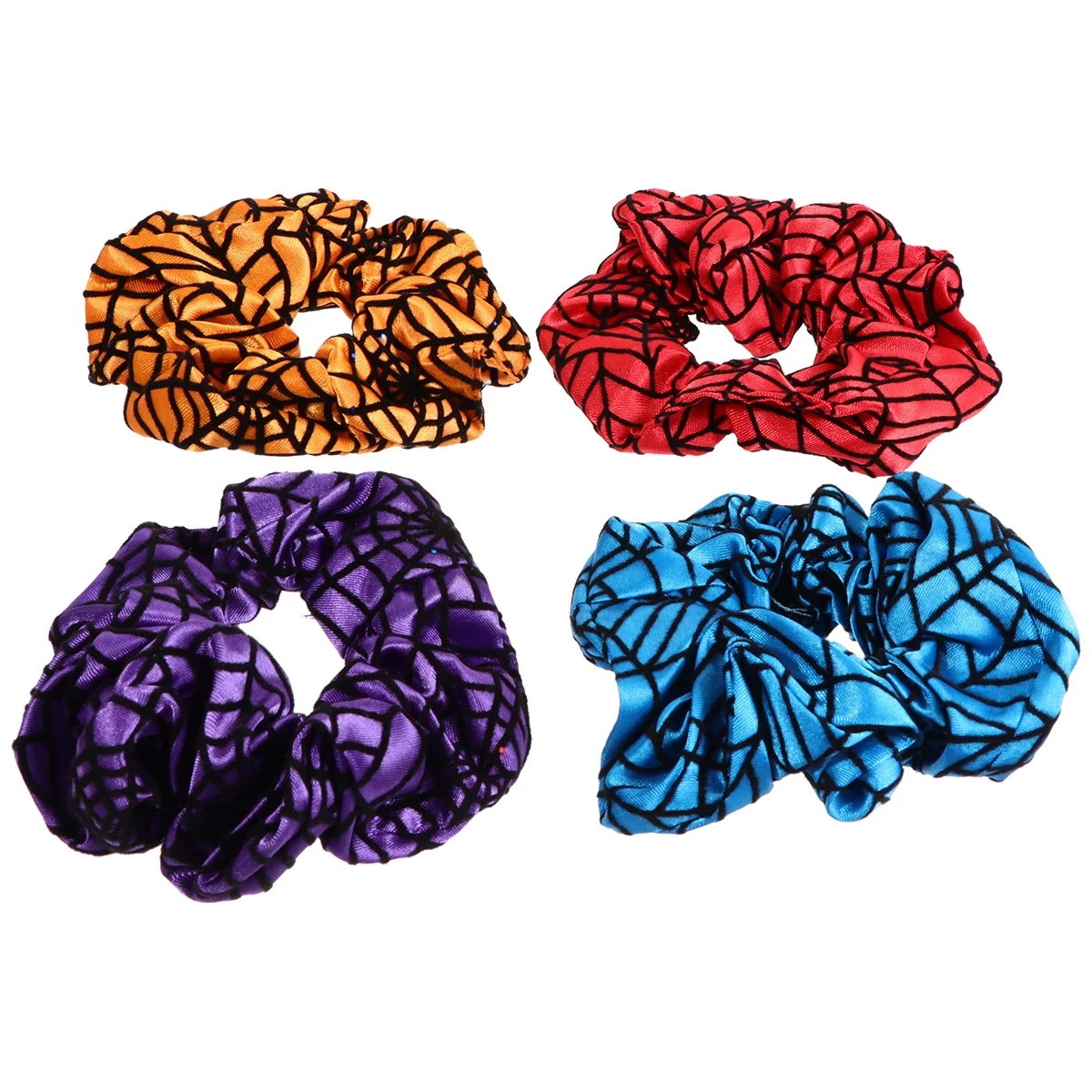 

4pcs Spiderweb Ropes Elastic Ties For Women Halloween Accessories Stretchy Cloth Hair Rings Hair Binding Bands