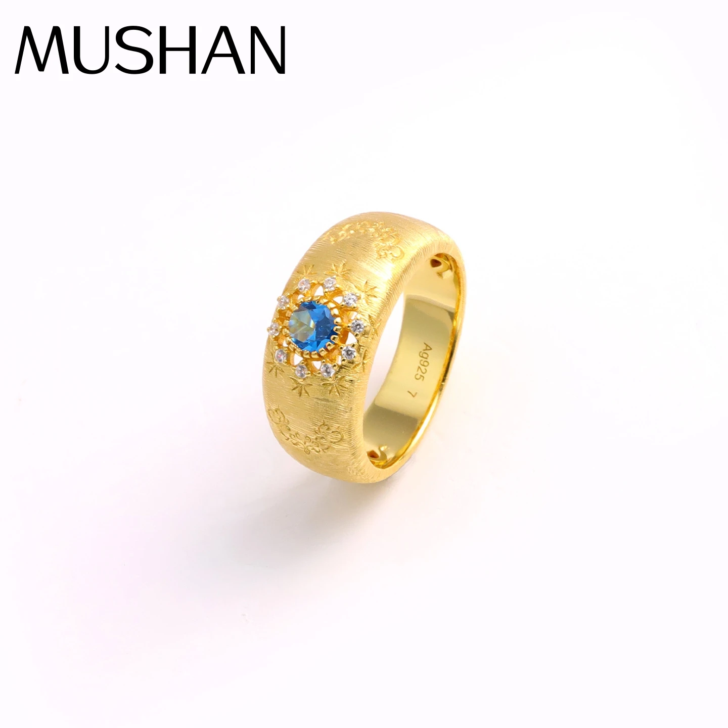 

Роскошный бренд Mushan, кольцо с драгоценным камнем, звездный цветок, позолоченные 18 карат, кольца из стерлингового серебра 925 пробы, ювелирные изделия