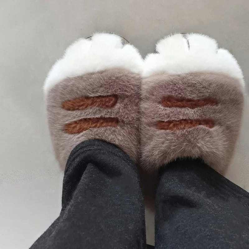 Neue Mädchenhafte Cartoon-Katzen-Hausschuhe für Damen, Flauschige Plüsch-Polka-Dot-Schleifensandalen, Kawaii Große Augen Kätzchen Warme Hausschuhe – Detail 20