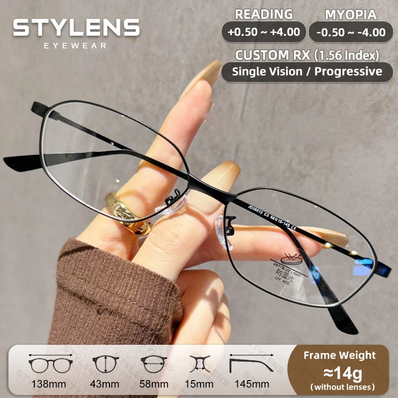 STYLENS New Design Geometric Reading Glasses Women Anti Blue Light Men Myopia Prescription GlassesCustom Progressive Eyewear