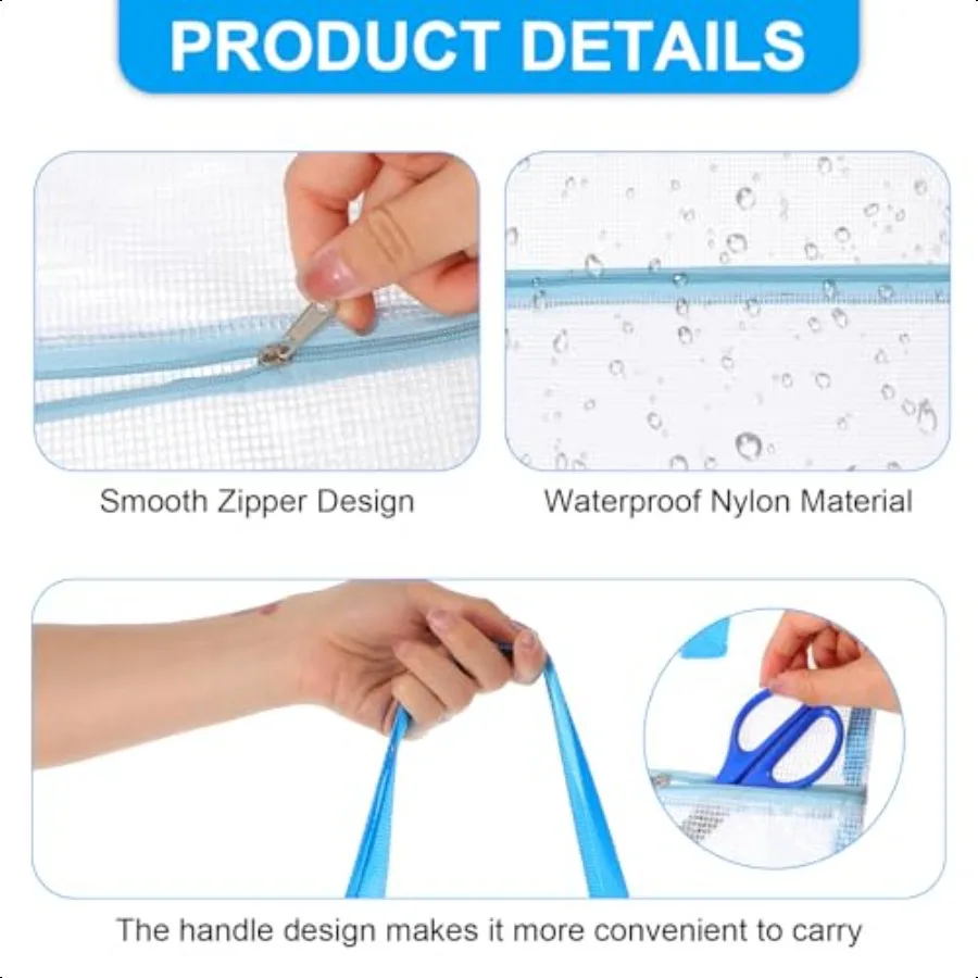 Heclia Clear Project Bags for Quilting with Zipper 1pc Aesh Sewing Storage Bag with Handle Large Knitting Craft Bag Organizer T